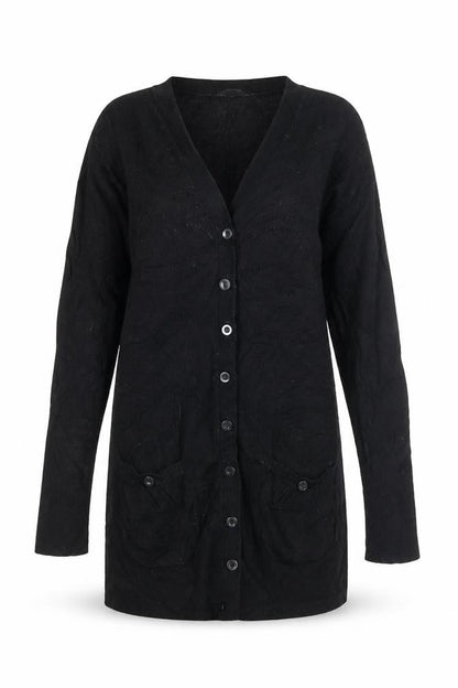 Pull and Bear Womens Black Cardigan Size S Long Sleeve V-Neck Knit