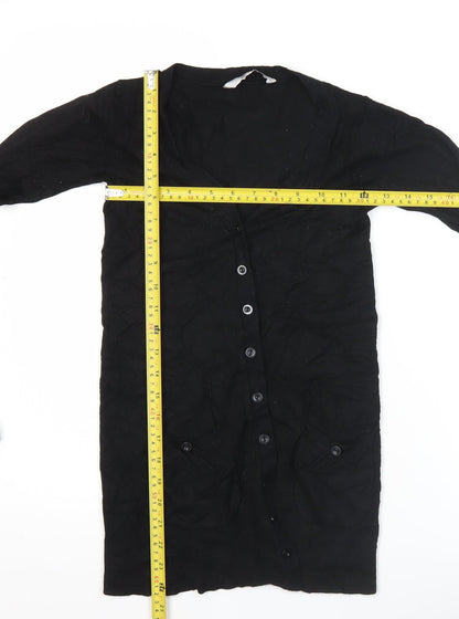 Pull and Bear Womens Black Cardigan Size S Long Sleeve V-Neck Knit
