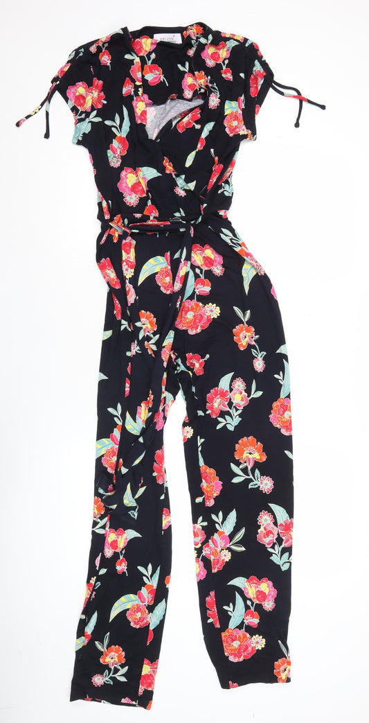 Marks and Spencer Per Una Women’s Size 8 Black Floral Sleeveless Jumpsuit