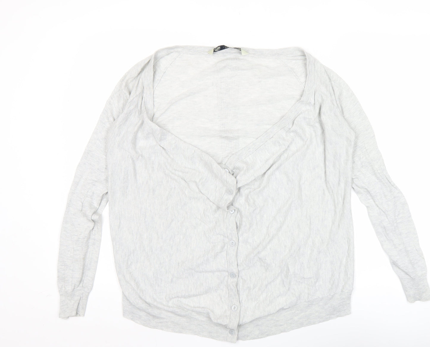 Crew Clothing Co. Womens Grey Cardigan Size 12 V-Neck Long Sleeve