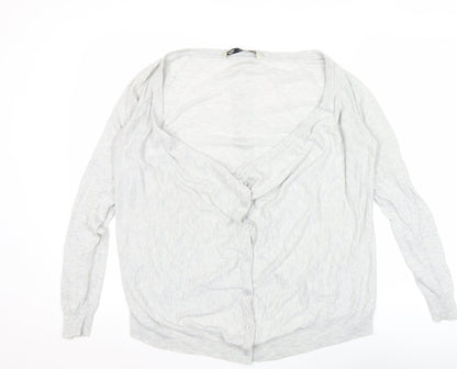 Crew Clothing Co. Womens Grey Cardigan Size 12 V-Neck Long Sleeve