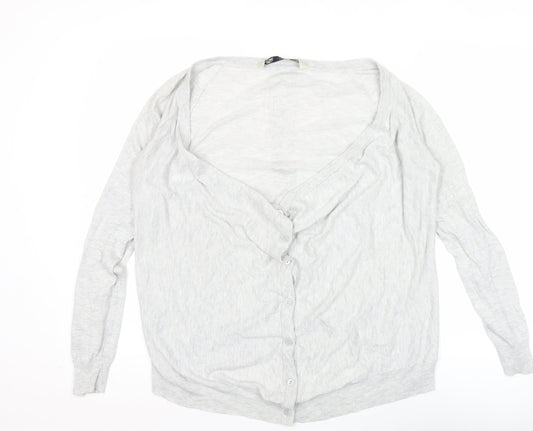 Crew Clothing Co. Womens Grey Cardigan Size 12 V-Neck Long Sleeve