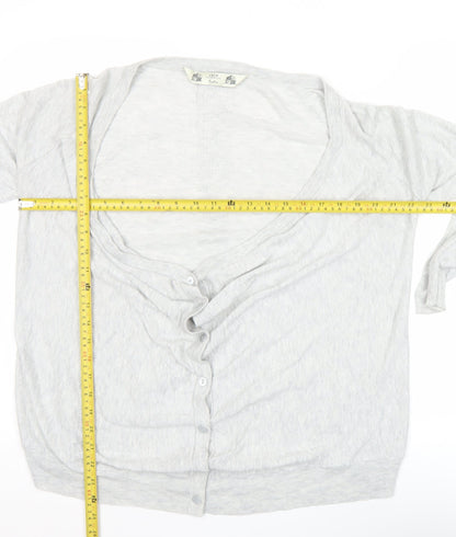 Crew Clothing Co. Womens Grey Cardigan Size 12 V-Neck Long Sleeve