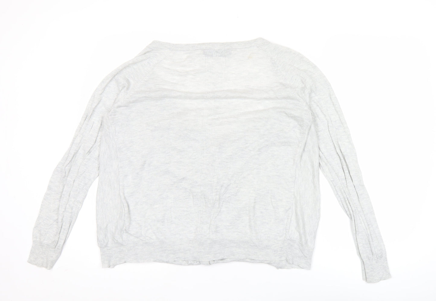 Crew Clothing Co. Womens Grey Cardigan Size 12 V-Neck Long Sleeve