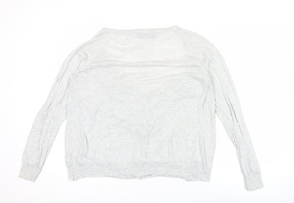 Crew Clothing Co. Womens Grey Cardigan Size 12 V-Neck Long Sleeve