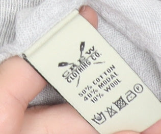 Crew Clothing Co. Womens Grey Cardigan Size 12 V-Neck Long Sleeve