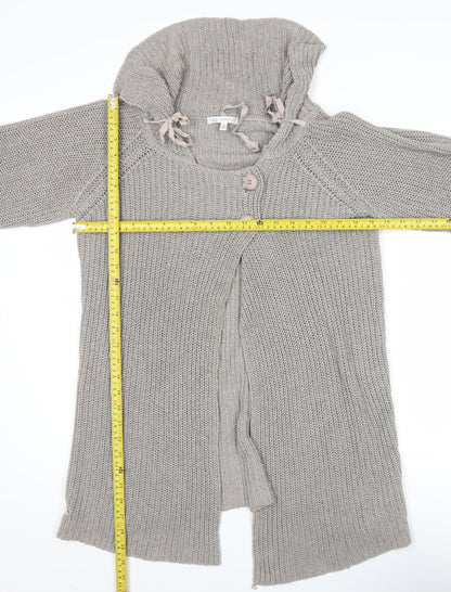 Quin & Donnelly Womens Grey M Cardigan Chunky Knit Cowl Neck 3/4 Sleeve