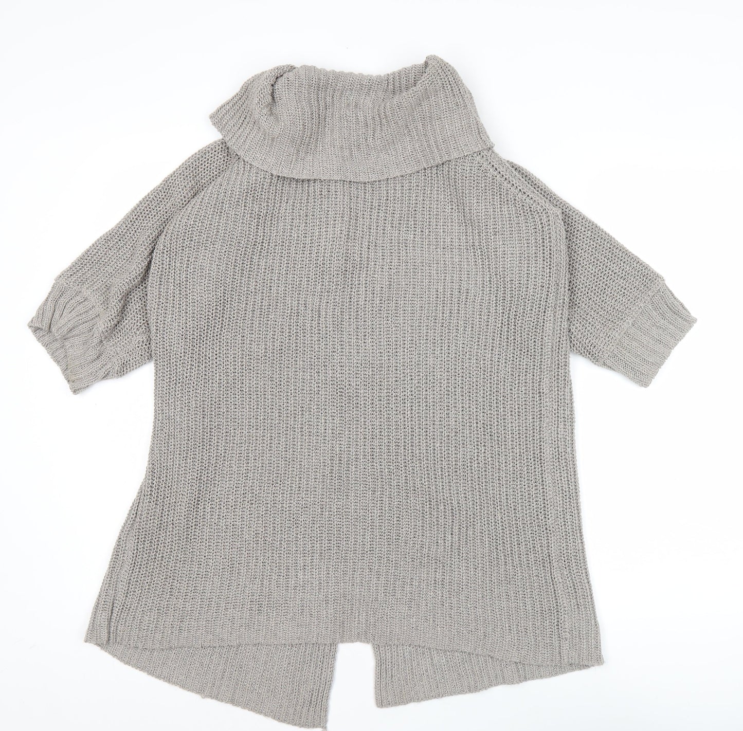 Quin & Donnelly Womens Grey M Cardigan Chunky Knit Cowl Neck 3/4 Sleeve