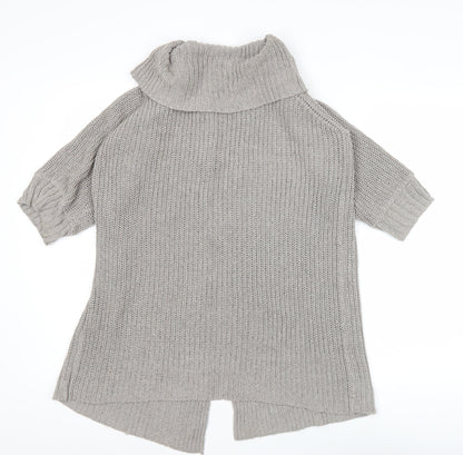 Quin & Donnelly Womens Grey M Cardigan Chunky Knit Cowl Neck 3/4 Sleeve