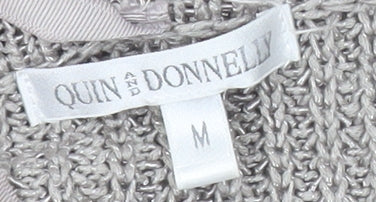Quin & Donnelly Womens Grey M Cardigan Chunky Knit Cowl Neck 3/4 Sleeve