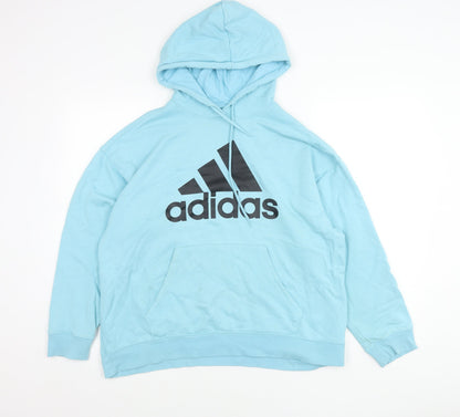 Adidas Men's Blue Pullover Hoodie Size M Logo Sportswear