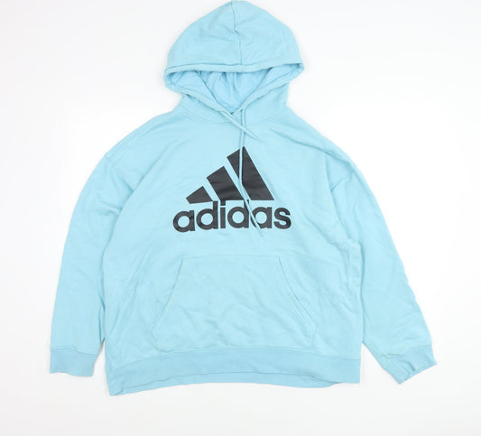 Adidas Men's Blue Pullover Hoodie Size M Logo Sportswear