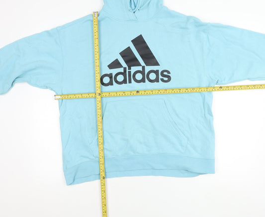 Adidas Men's Blue Pullover Hoodie Size M Logo Sportswear