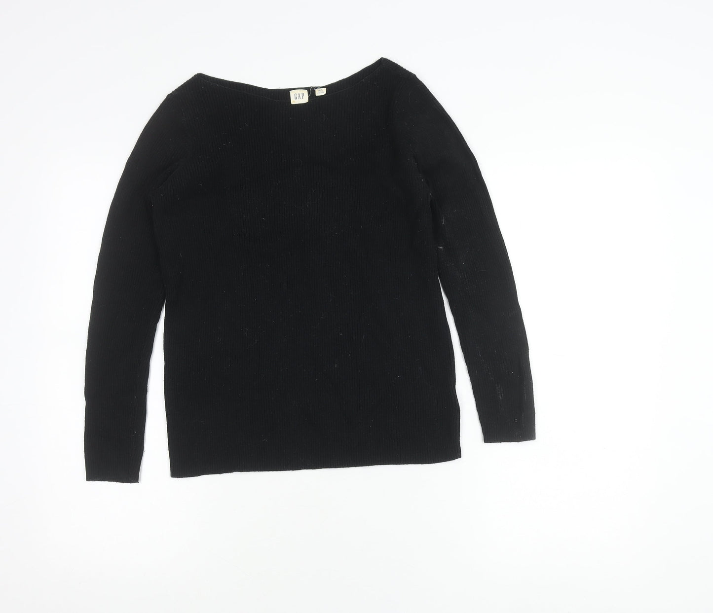 GAP Women’s Black Petite S Boat Neck Knit Long Sleeve Blouse