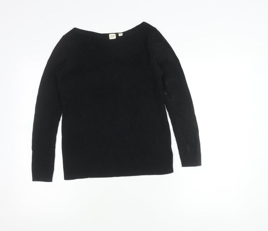 GAP Women’s Black Petite S Boat Neck Knit Long Sleeve Blouse