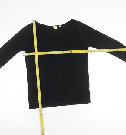 GAP Women’s Black Petite S Boat Neck Knit Long Sleeve Blouse