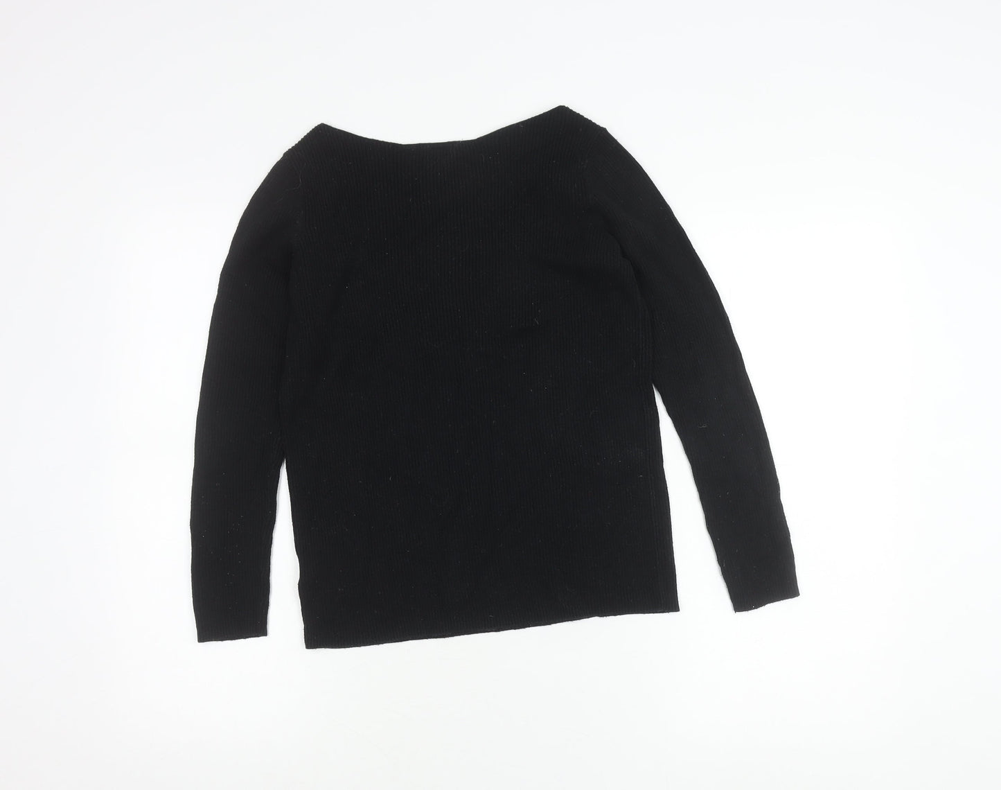 GAP Women’s Black Petite S Boat Neck Knit Long Sleeve Blouse