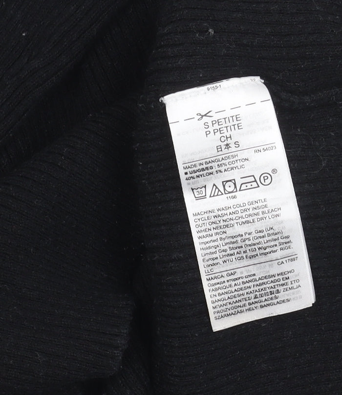 GAP Women’s Black Petite S Boat Neck Knit Long Sleeve Blouse