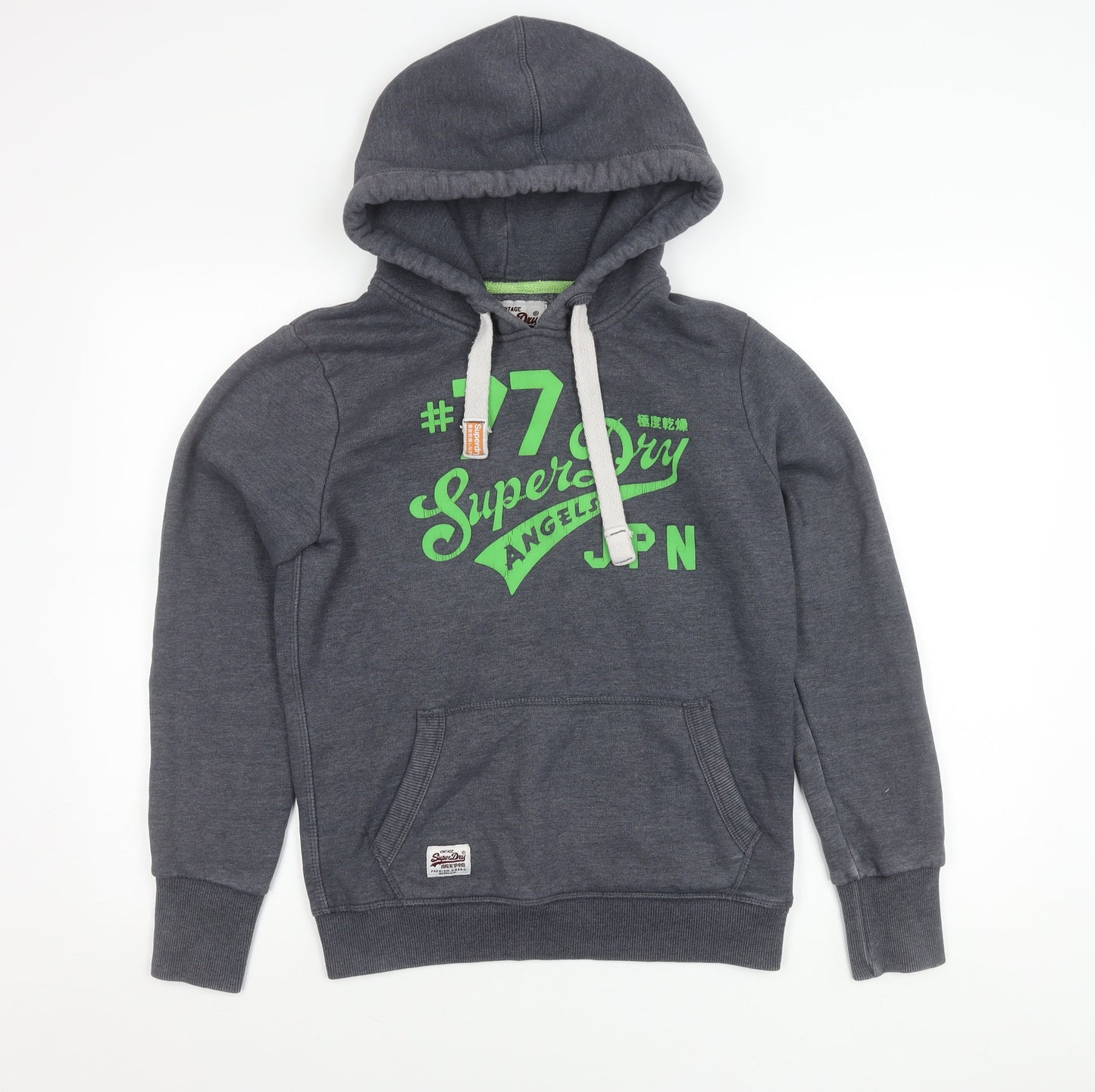 Superdry Mens Grey Pullover Hoodie L Graphic Print Hooded Sweatshirt