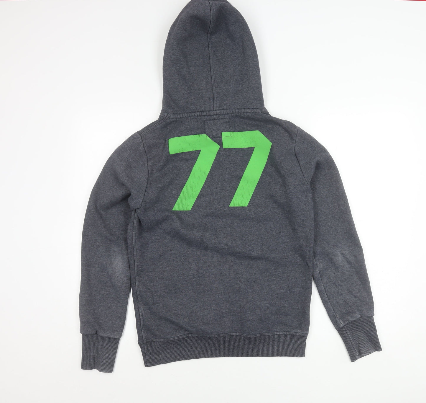 Superdry Mens Grey Pullover Hoodie L Graphic Print Hooded Sweatshirt