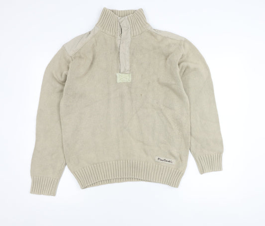 Pierre Cardin Men's Beige Cotton 1/4 Zip Pullover Jumper M