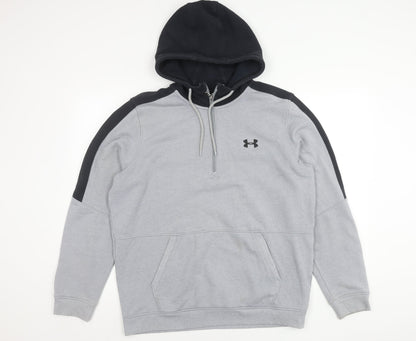 Under Armour Mens Grey L Hoodie 1/2 Zip Logo Sportswear Fleece