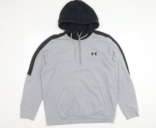 Under Armour Mens Grey L Hoodie 1/2 Zip Logo Sportswear Fleece