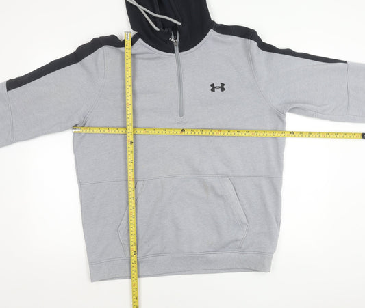 Under Armour Mens Grey L Hoodie 1/2 Zip Logo Sportswear Fleece