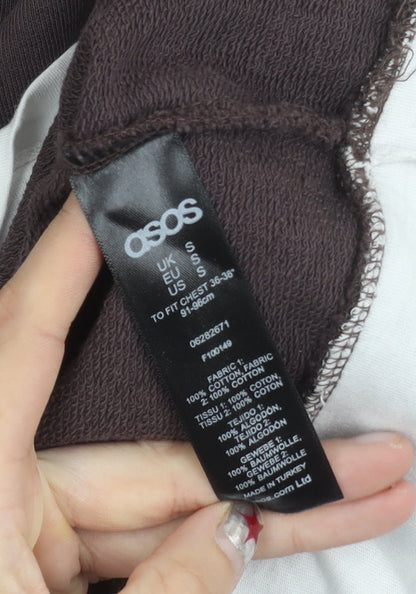 Mens UK Size S ASOS Brown Pullover Hoodie