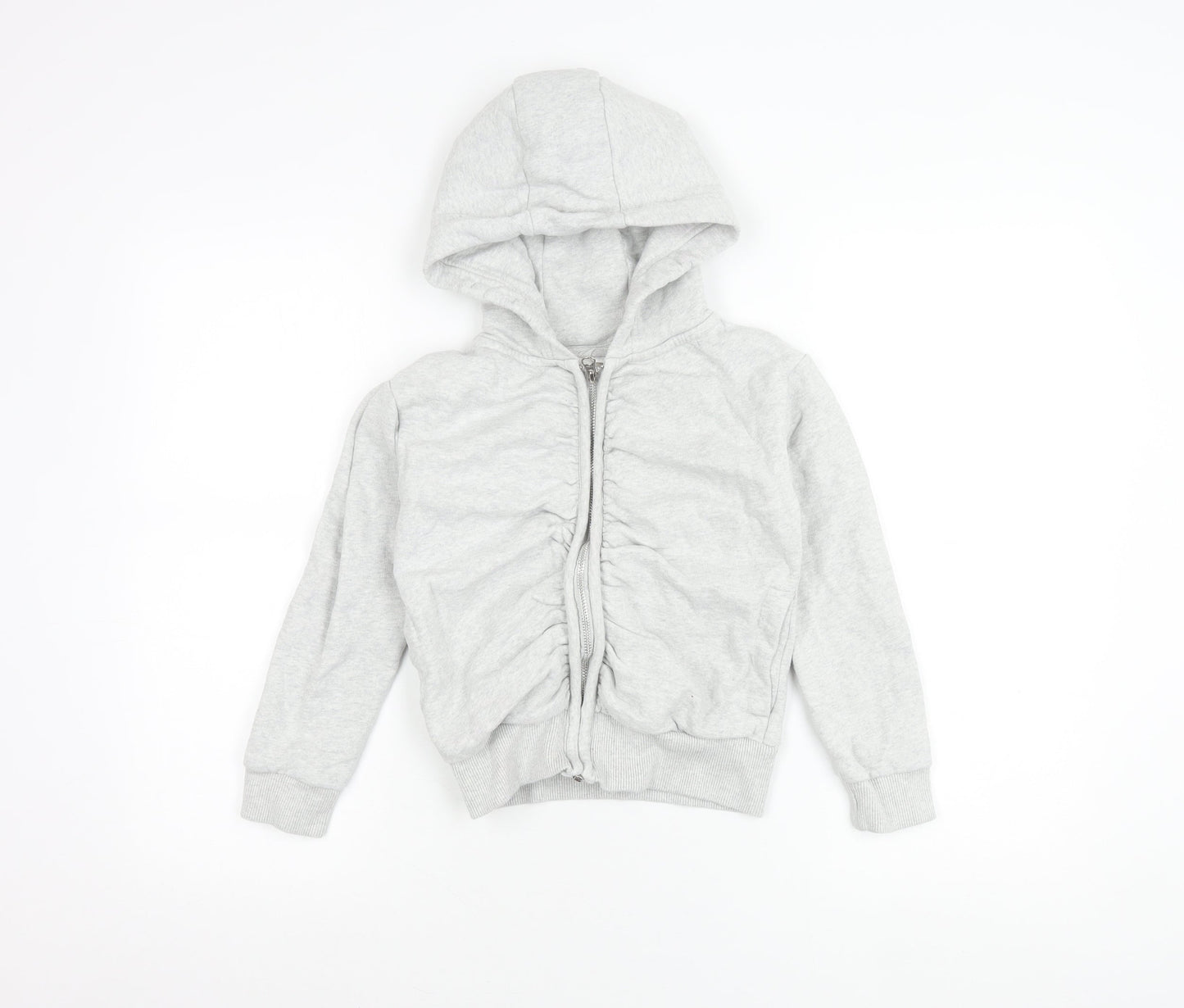 Next Girls Grey Full Zip Hoodie with Ruffle Detail Age 8 Years