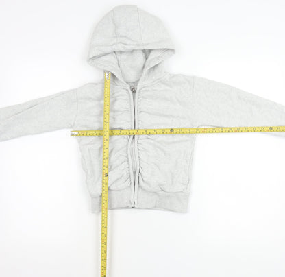 Next Girls Grey Full Zip Hoodie with Ruffle Detail Age 8 Years
