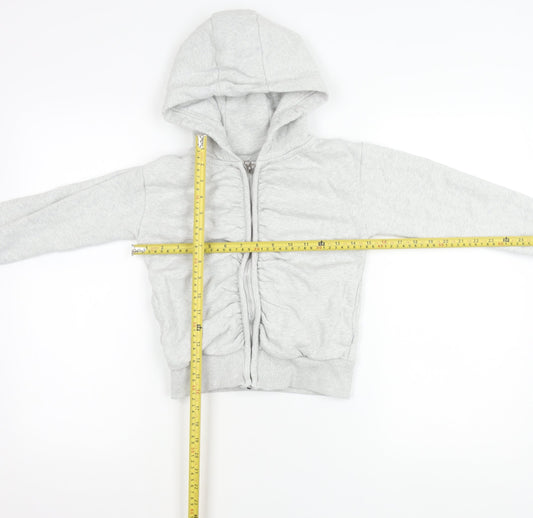 Next Girls Grey Full Zip Hoodie with Ruffle Detail Age 8 Years