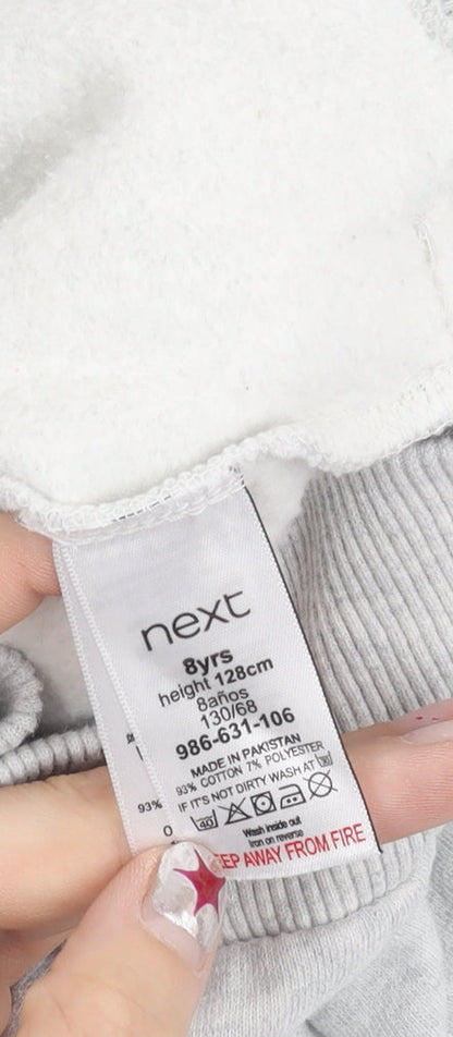 Next Girls Grey Full Zip Hoodie with Ruffle Detail Age 8 Years