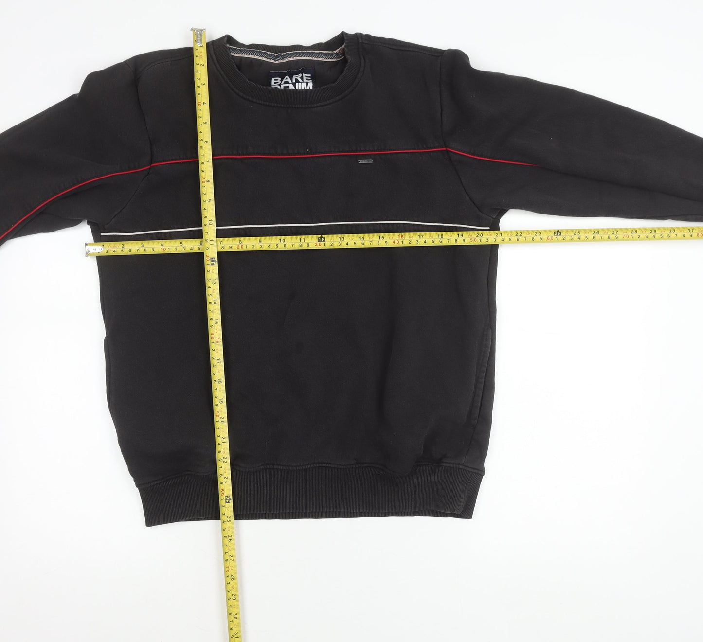 Bare Denim Men's Black L Sweatshirt Pullover Crew Neck Cotton