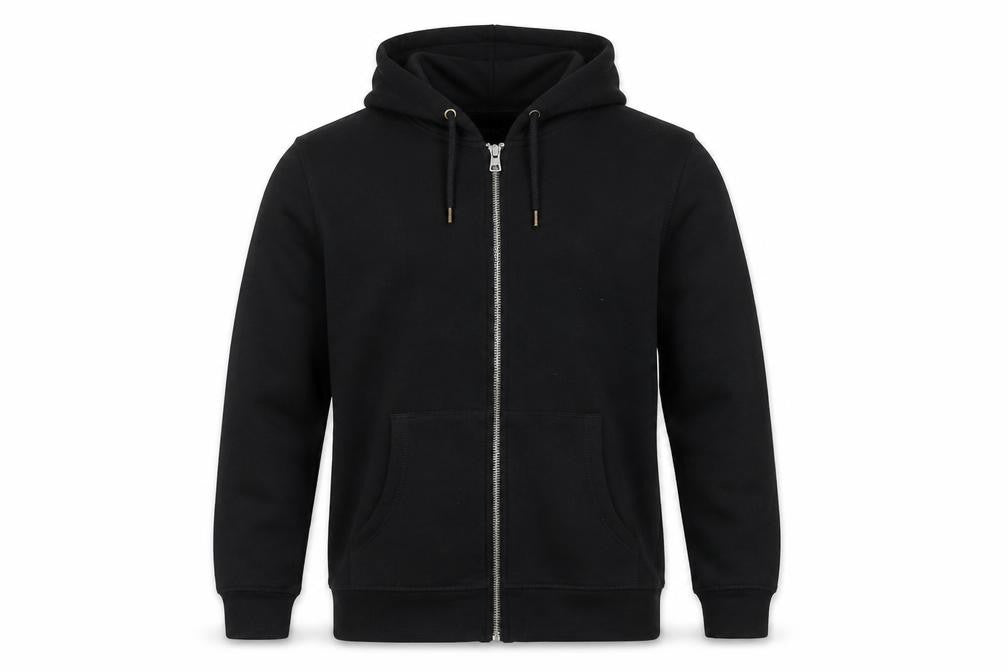 Front view of Red Herring boys’ black medium hooded zip jacket cotton blend