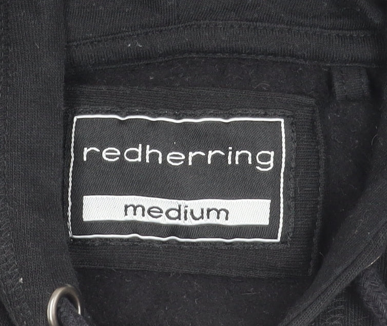 Red Herring Boys Black Medium Hooded Zip Jacket Cotton Blend