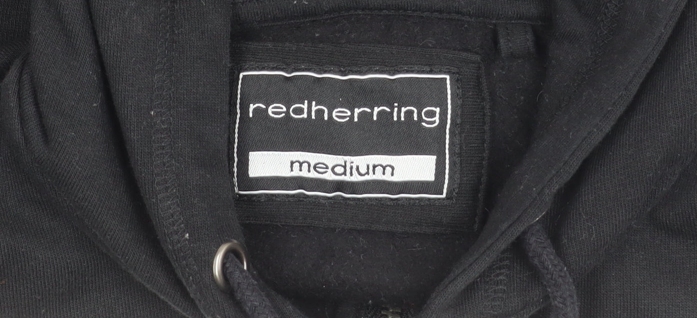 Red Herring Boys Black Medium Hooded Zip Jacket Cotton Blend