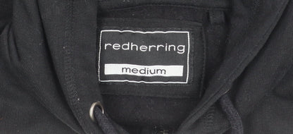 Red Herring Boys Black Medium Hooded Zip Jacket Cotton Blend