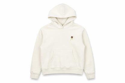 Front view of O.C.E girls’ white bear embroidered hoodie l fleece pullover casual