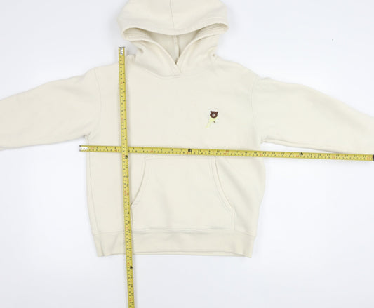 O.C.E Girls White Bear Embroidered Hoodie L Fleece Pullover Casual