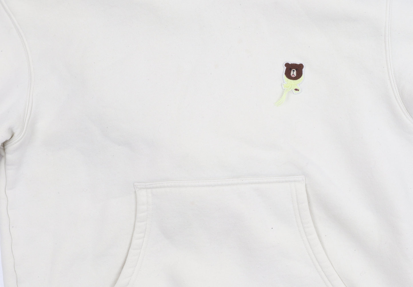 O.C.E Girls White Bear Embroidered Hoodie L Fleece Pullover Casual