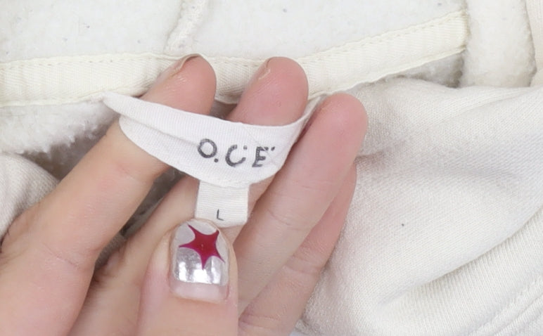 O.C.E Girls White Bear Embroidered Hoodie L Fleece Pullover Casual