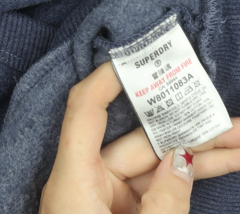 Superdry Women’s Blue Pullover Hoodie Size 12 Logo Sportswear