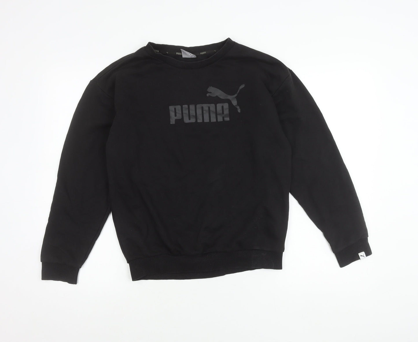 Puma Women’s Black Size 8 Pullover Sweatshirt Crew Neck Logo Jumper