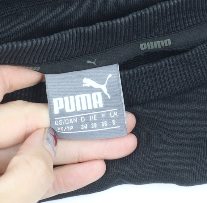 Puma Women’s Black Size 8 Pullover Sweatshirt Crew Neck Logo Jumper