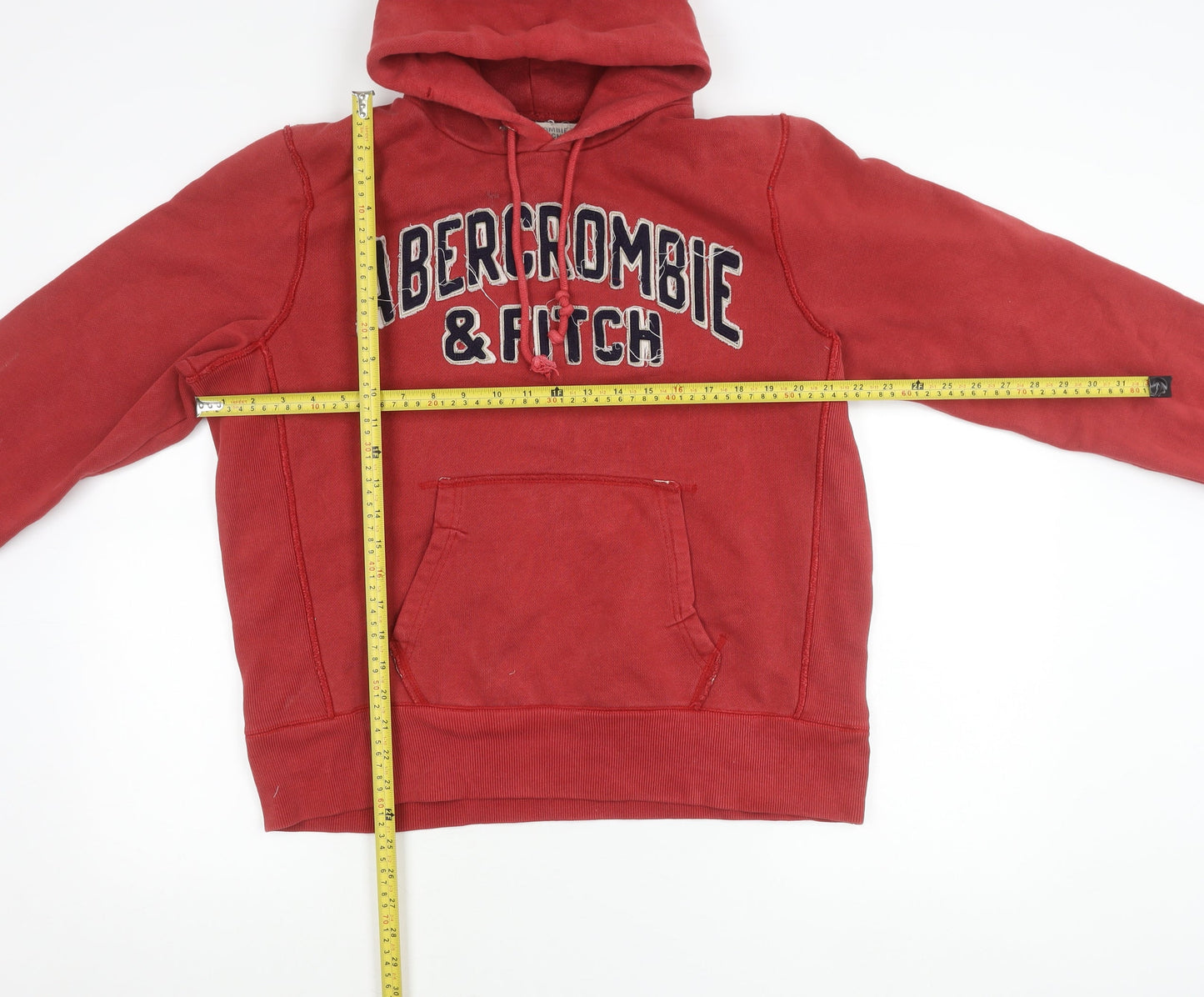 Abercrombie & Fitch Men’s Red Pullover Hoodie L Logo Graphic