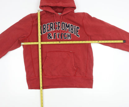 Abercrombie & Fitch Men’s Red Pullover Hoodie L Logo Graphic