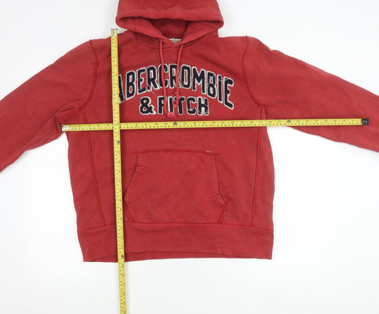 Abercrombie & Fitch Men’s Red Pullover Hoodie L Logo Graphic