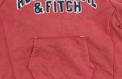 Abercrombie & Fitch Men’s Red Pullover Hoodie L Logo Graphic