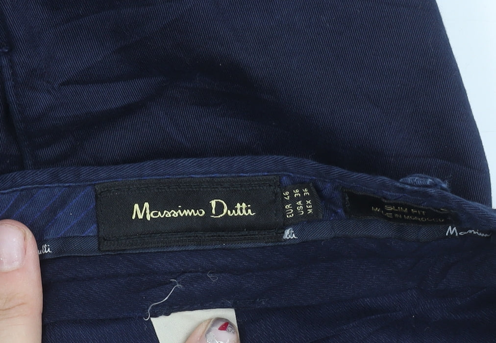 Massimo Dutti Men's Blue Slim Fit Chino Trousers Size M Waist 32